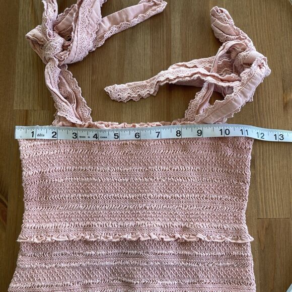 Chelsea & Violet Dress Tiered Smocked Ruffle Square Neck Pink Mini Dress Size XS - Picture 13 of 15